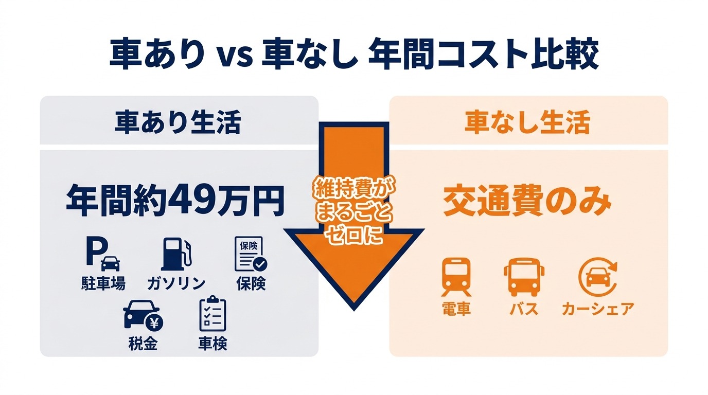 車あり生活と車なし生活の年間コスト比較