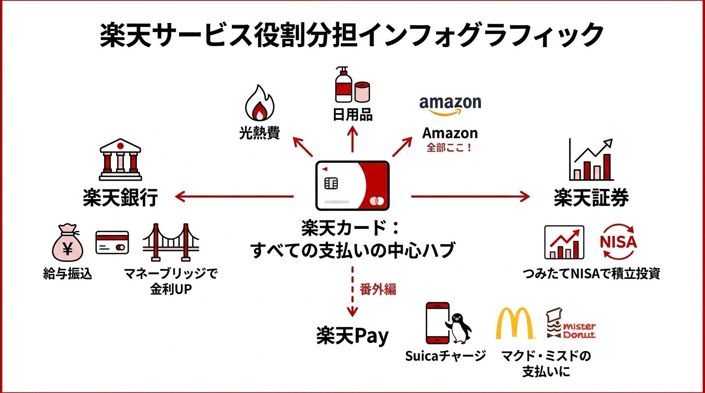 楽天4サービスの役割マップ