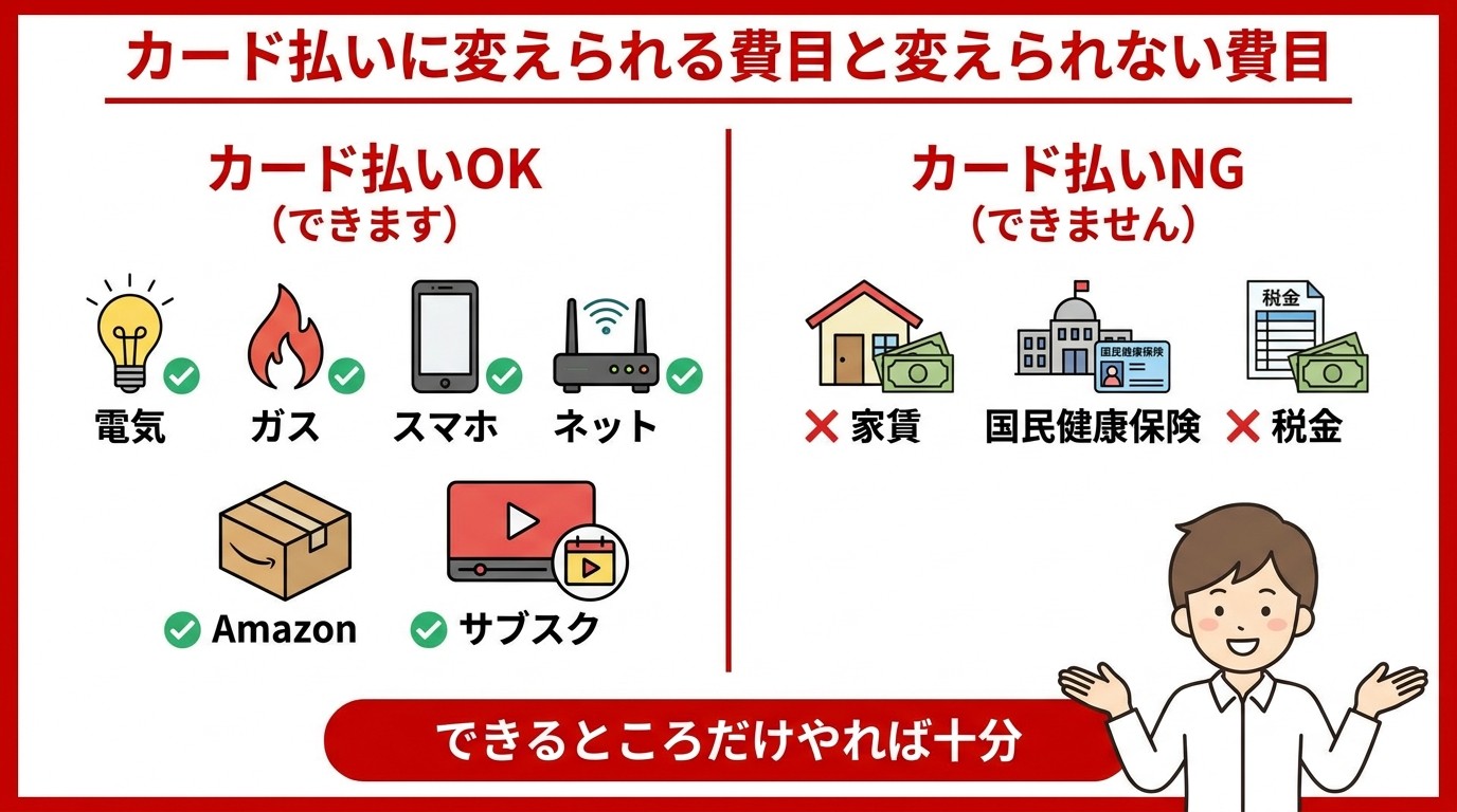 カード払いOKとNGの費目一覧図
