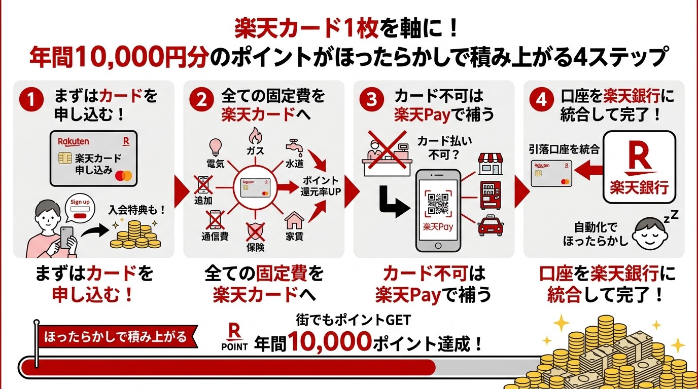 固定費カード払い化の全体4STEPフロー図