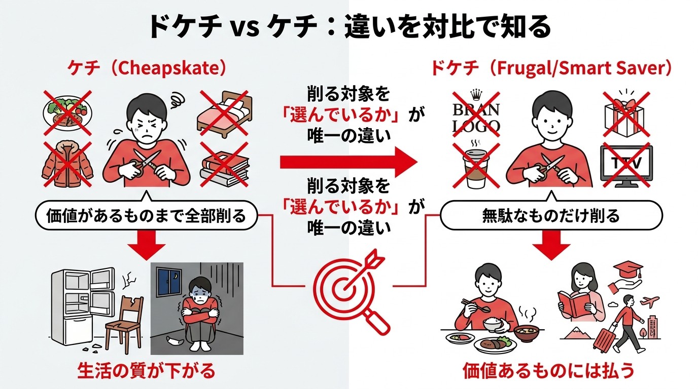 ドケチとケチの違い比較図解