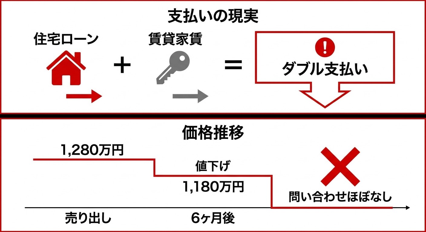 住宅ローンと賃貸のダブル支払いと価格推移図解