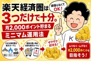楽天経済圏は3つだけで十分。月2000ポイント貯まるミニマム運用法