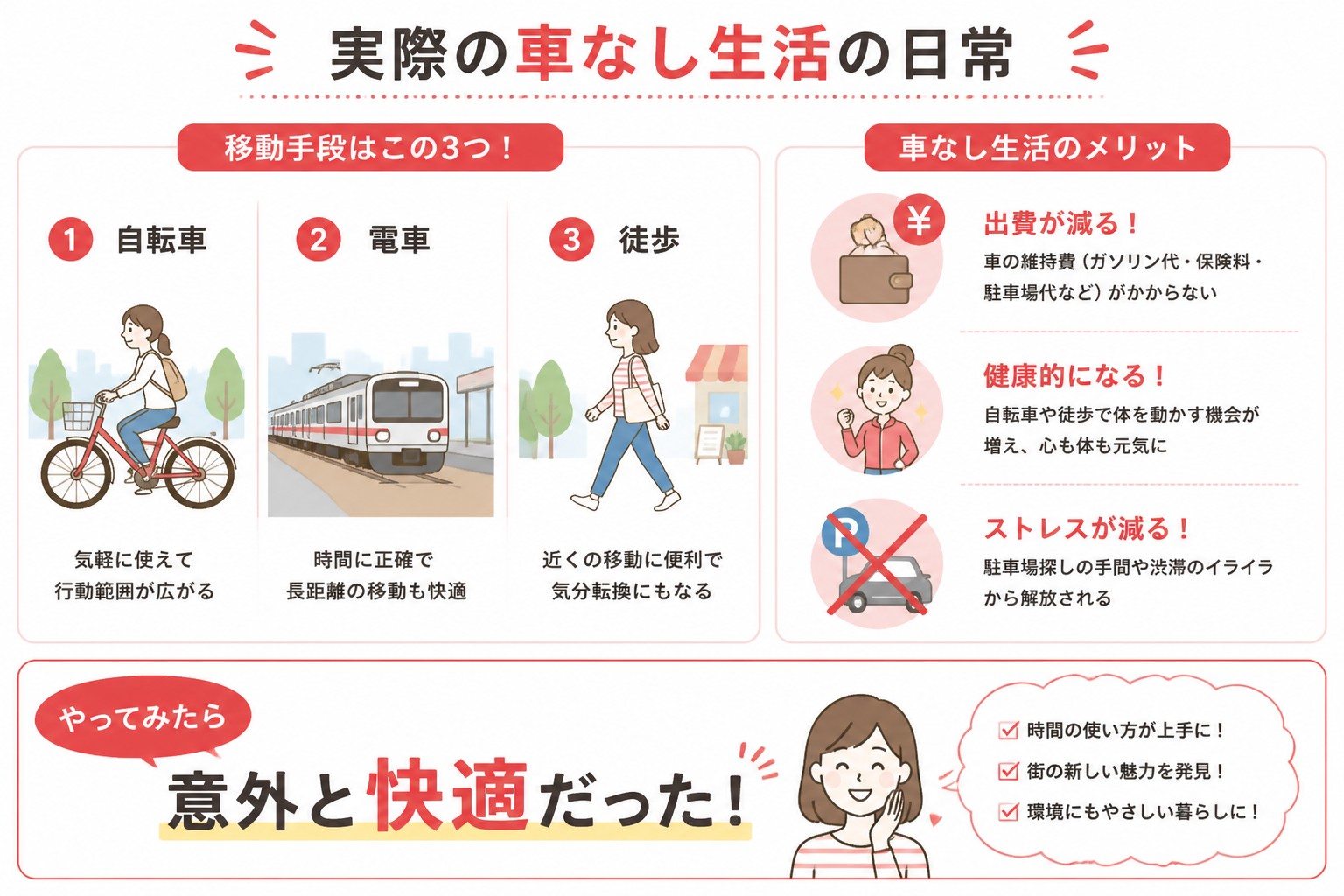 車を持たない生活の図解