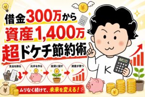 借金300万円から資産1,400万円を目指す超ドケチ節約術のアイキャッチ